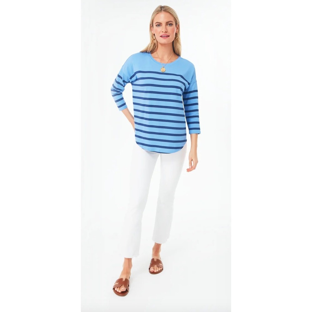 Vineyard Vines Deluxe Tee Womens Medium Newport Blue Striped Coastal Beachy